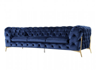 Sofa Chesterfield Couch Polster XXL Garnitur Textil 3+3 designer Couchen Blau